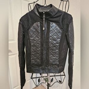 Crop‎ moto jacket
